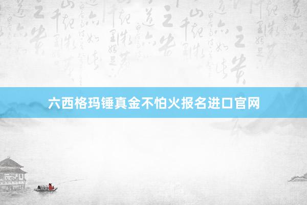 六西格玛锤真金不怕火报名进口官网
