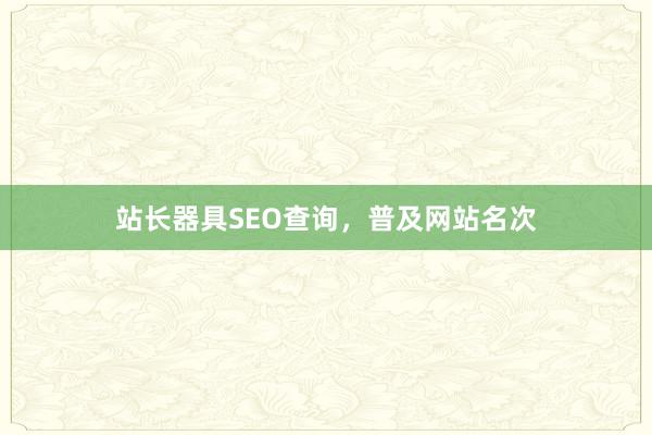 站长器具SEO查询，普及网站名次