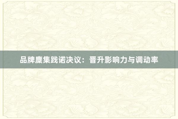 品牌麇集践诺决议：晋升影响力与调动率